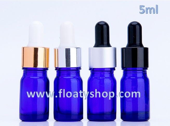 5ml ขวดแก้วสีน้ำเงินใส ดรอปเปอร์
