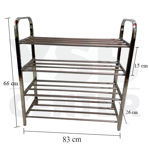 ชั้นวางรองเท้าสแตนเลส ชั้นวาง อเนกประสงค์ 4 ชั้น ความยาว 83 cm. รุ่น CB0053-SR-SS201-483