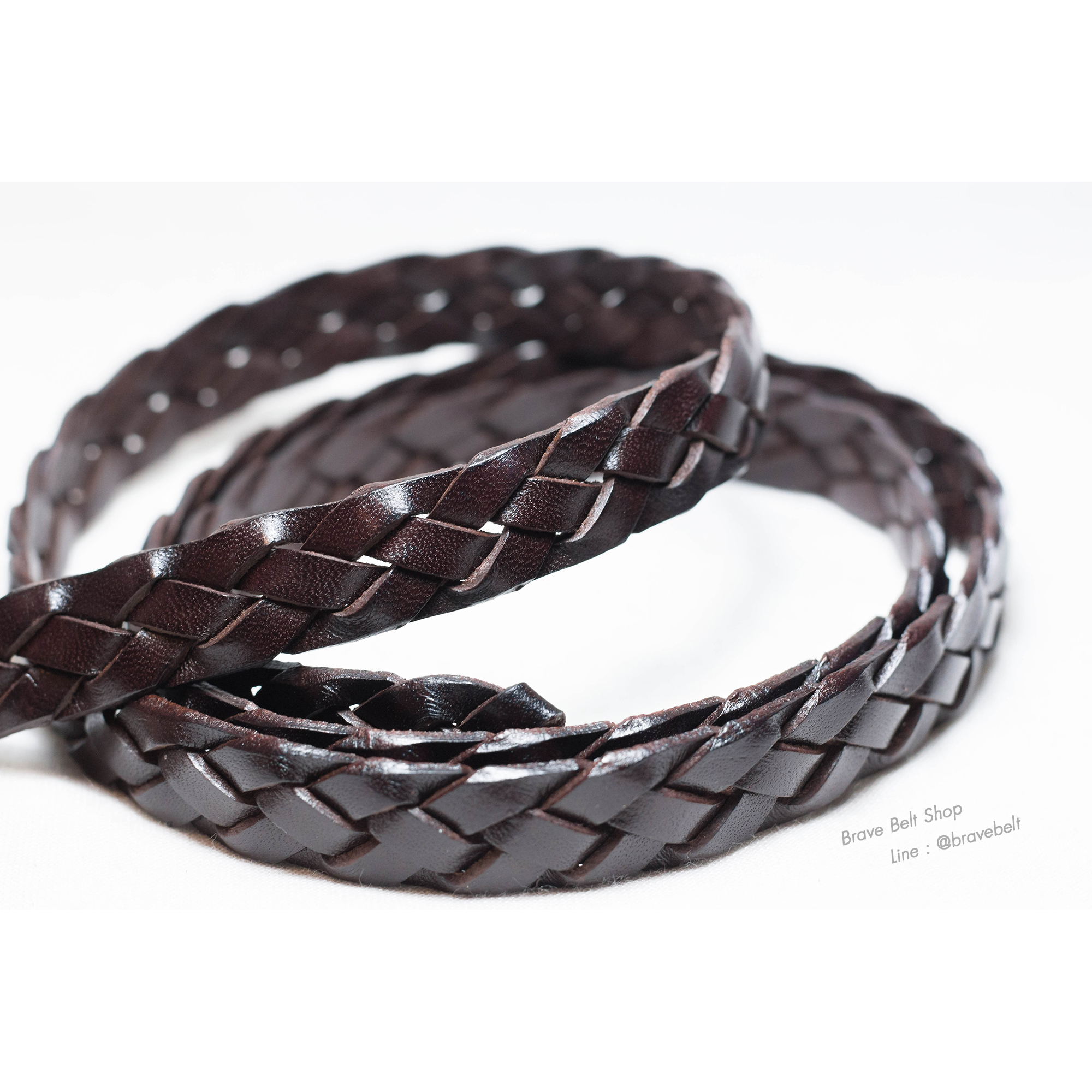 เข็มขัดสีน้ำตาลเข้มสวย เข็มขัดแบบถักแฟชั่น สำเนา