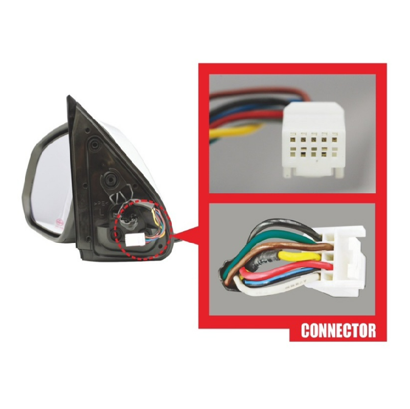 กระจกมองข้าง TOYOTA REVO(รีโว่)/ROCCO(ร็อคโค่) รุ่นปรับ+พับไฟฟ้า มีไฟเลี้ยว 7สาย สีดำ(งานไม่ทำสี) ปี2015-2024 -ราคาต่อข้าง-