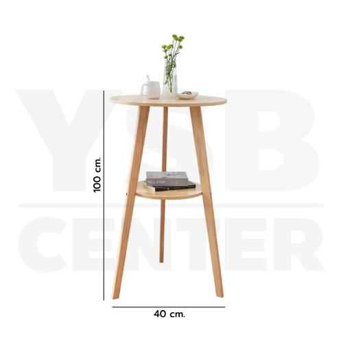 โต๊ะบาร์ ไม้ สามขา 2 ชั้น อเนกประสงค์ เฟอร์นิเจอร์แต่งบ้าน ร้านอาหาร คาเฟ่ สีไม้ YL221-CN-สีไม้