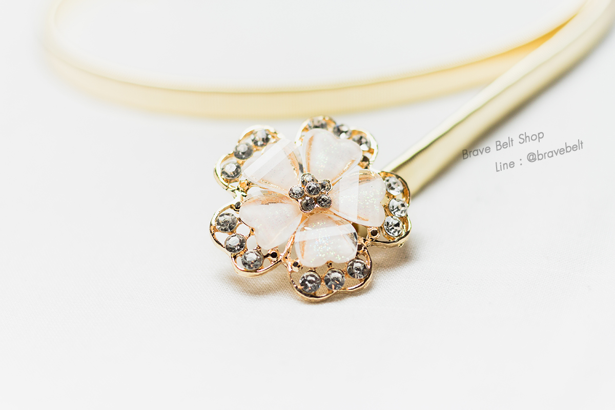 เข็มขัดสปริงสวยๆ รูปดอกไม่มีเพชรประดับสวย