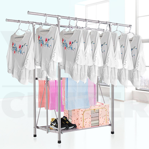 ราวตากผ้า ราวตากผ้าสแตนเลส สามารถพับและปรับระดับได้ บาร์คู่ รุ่น CB0094-CL-148-2OT