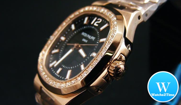 นาฬิกา Patek Philippe Ref.7010/1R Rose Gold Ladies' Nautilus Diamond Black