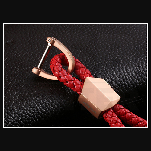 JOBON พวงกุญแจ พวงกุญแจรถยนต์ เกรดพรีเมี่ยม หนังแท้ ถักด้วยมือ มาพร้อมตัวล็อค รูปทรงตัวยู