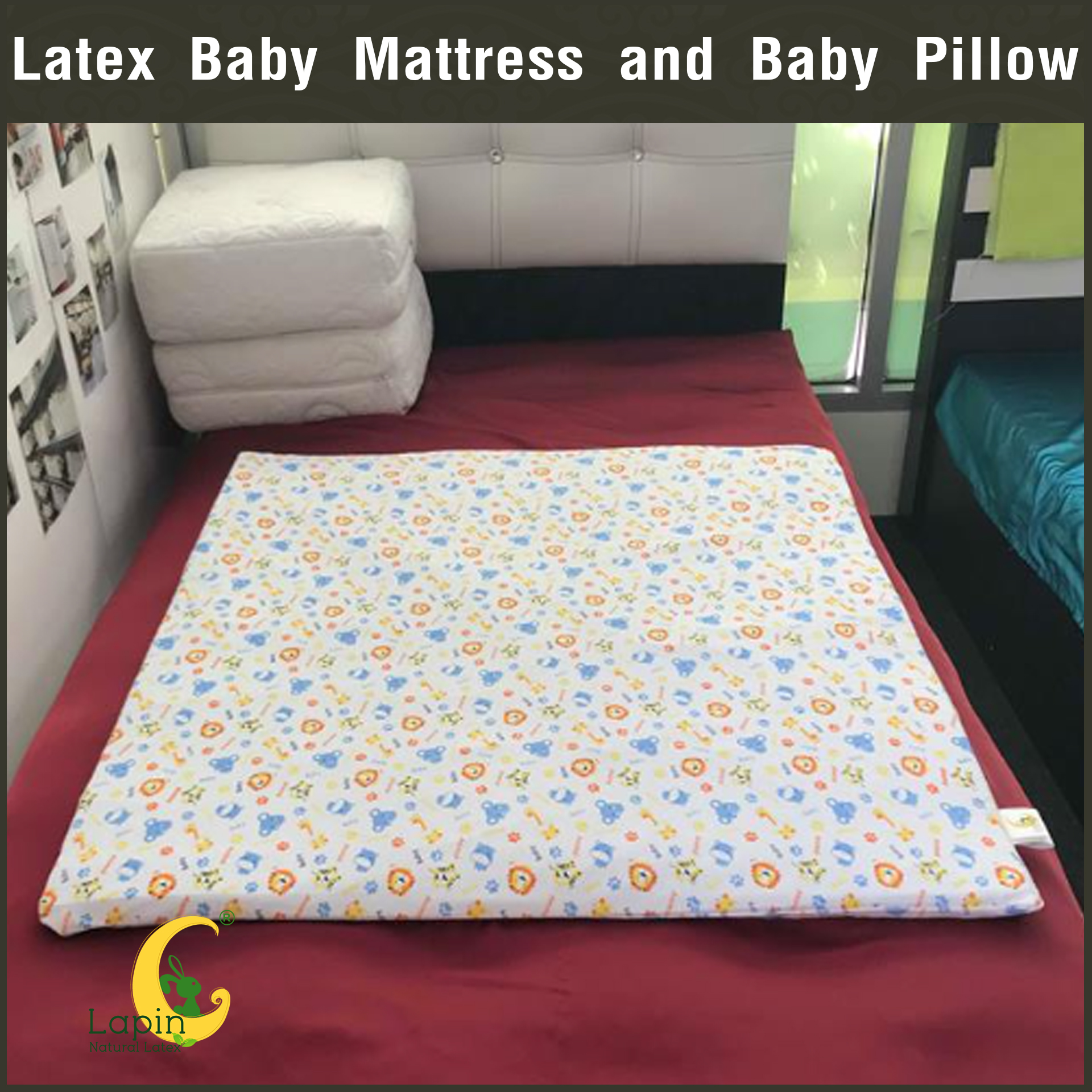 ที่นอนเด็กอ่อน+หมอนยางพาราแท้ *ผ่านมาตรฐาน (ลายสัตว์น่ารัก)