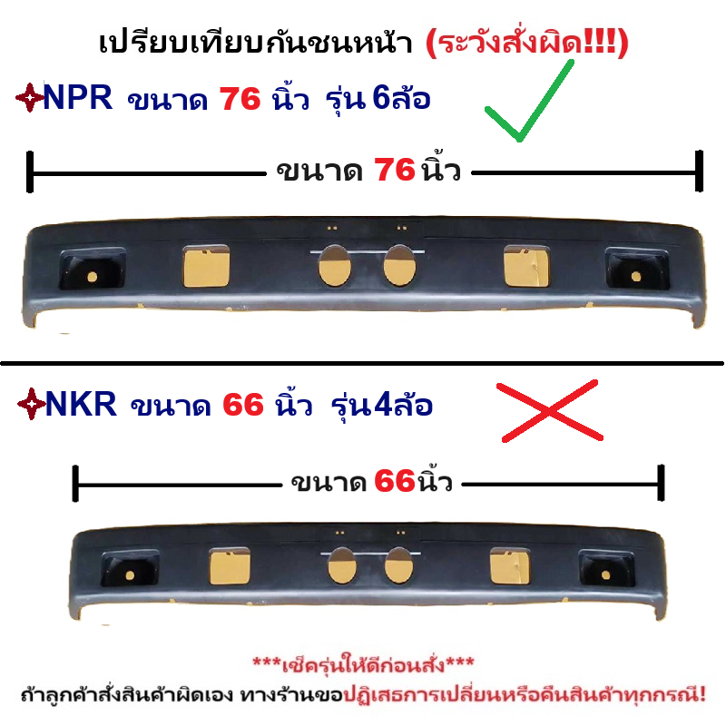 กันชนหน้า ISUZU NPR(NKR) 88/110/115 แรง รุ่น 6ล้อ สีดำ(ยังไม่ทำสี) ปี1985-1994 (ขนาดกว้าง:76นิ้ว) (รหัส: NPR '85/88)