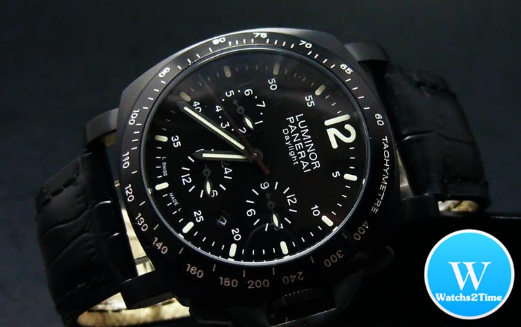 นาฬิกา PANERAI Luminor Chrono Daylight 44 mm. Black Dial สายดำ PAM 188