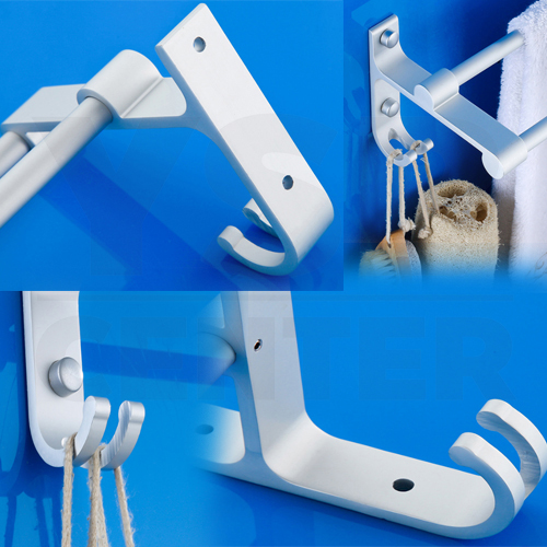 CASSA ราวแขวนผ้าอลูมีเนียม ในห้องน้ำ แบบเจาะผนัง ราวคู่ พร้อมตะขออเนกประสงค์ รุ่น C1L049-ALM-8078-260