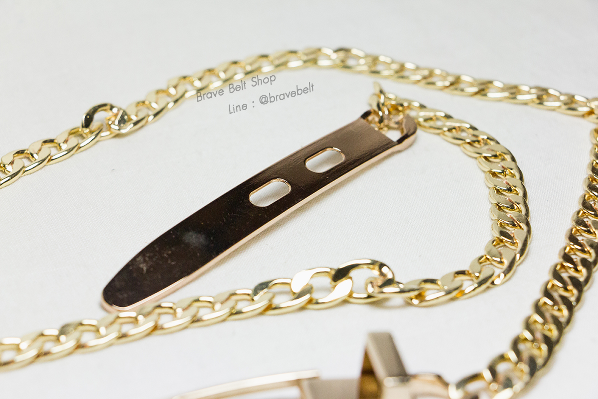 เข็มขัดสายโซ่สีทอง หัวทรงรูปเข็มขัด