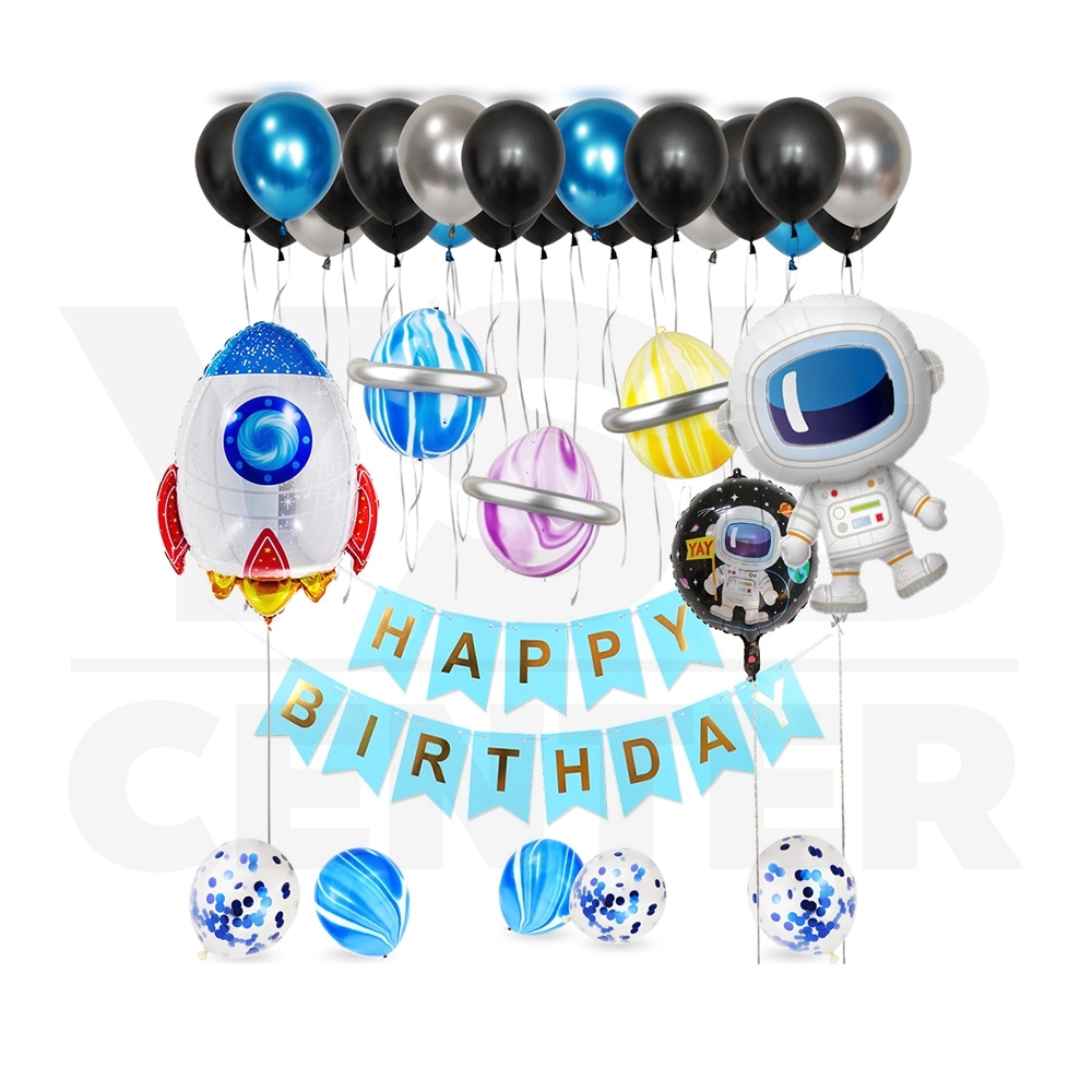 ป้ายวันเกิดHappy Birthday ธีมอวกาศ พร้อมอุปกรณ์ตกแต่ง อุปกรณ์งานปาร์ตี้ รุ่น B1S62-AS001-A1