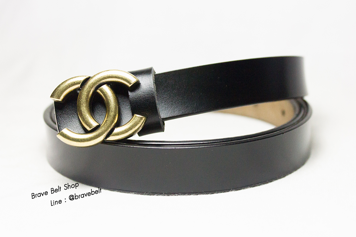 เข็มขัด chanel หนังแท้สีดำสวย