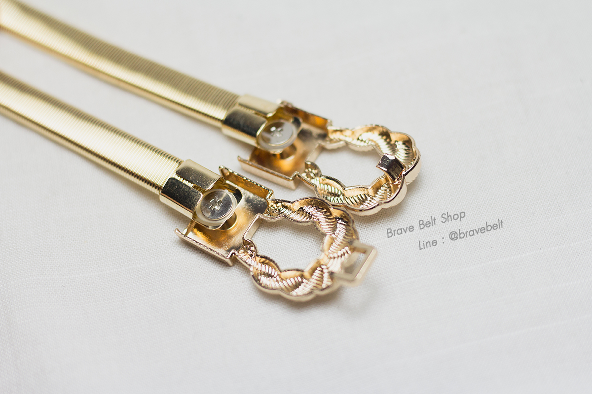 เข็มขัดสปริงสีทอง ลายขดเชือกสวย