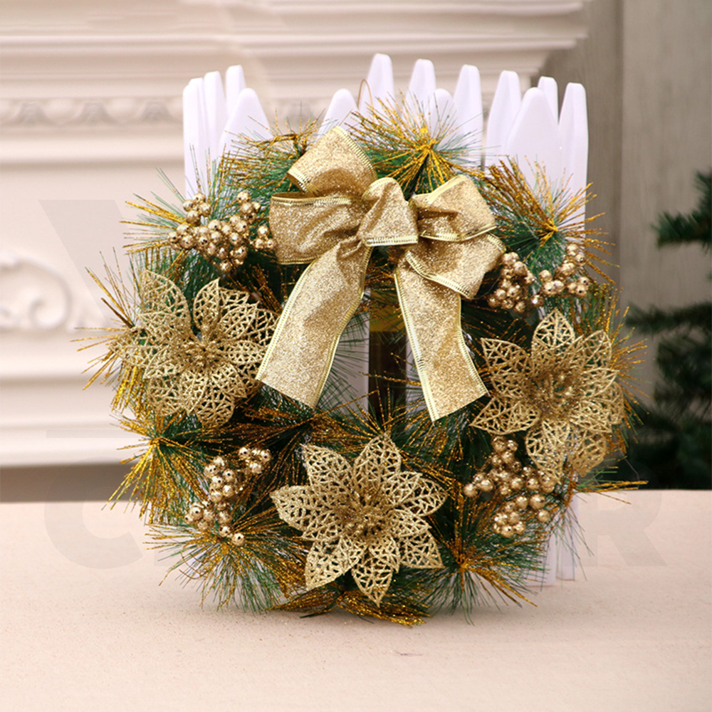 ต้นคริสต์มาส พุ่มคริสต์มาสปลอม พุ่มไม้ตกแต่ง ของแต่งปีใหม่ ดอกไม้ ยอดโบว์ ของแต่งบ้าน