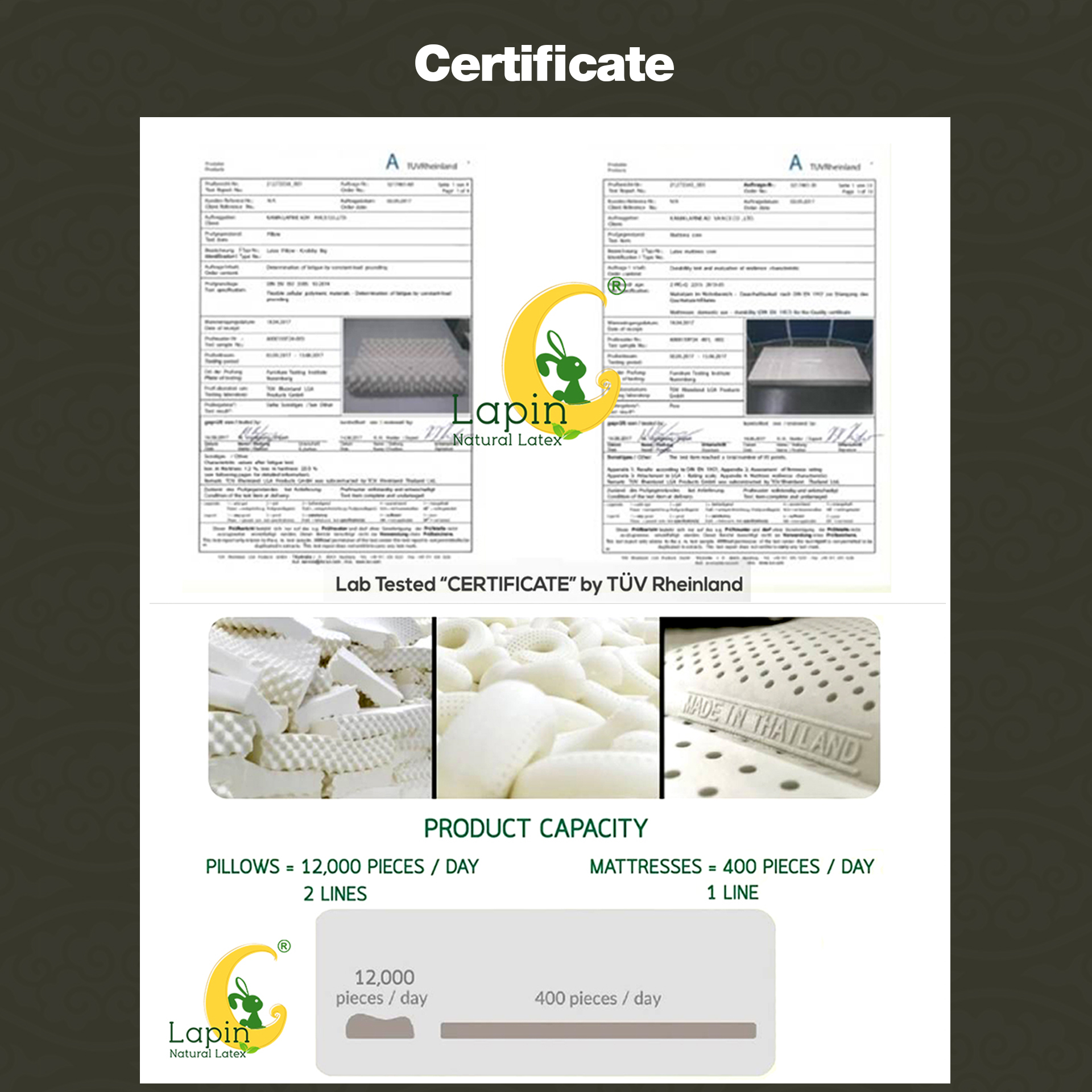 Latex Baby Pillow หมอนยางพาราทารกน้อย แบบเรียบ (ลายหมี)