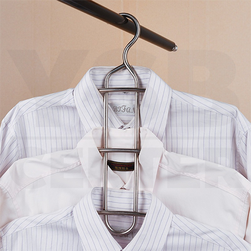 CASSA ชุด SET 2ชิ้น ไม้แขวนเสื้อแสตนเลส 3 in 1 ทรงก้างปลา รุ่น CB0030-HC0014-38X38-02