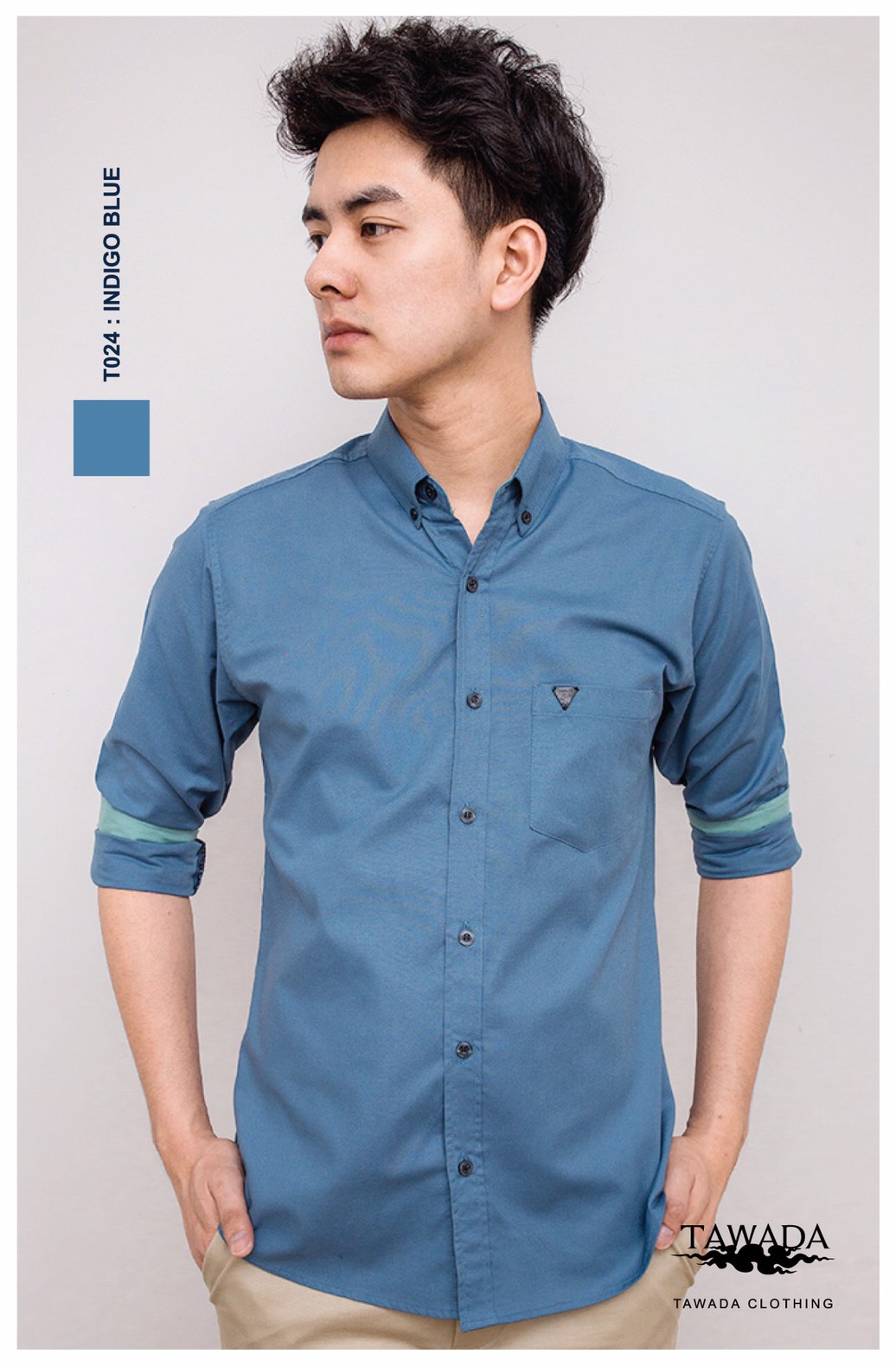 T024 สีน้ำเงินคราม STANDARD SLIM-FIT