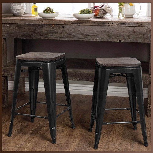 เก้าอี้บาร์ เก้าอี้บาร์สตูล เก้าอี้เคาร์เตอร์ เก้าอี้เหล็กชุบสีอย่างดี ท๊อปไม้