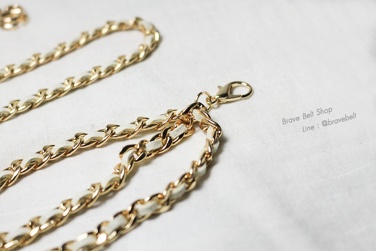 เข็มขัดโซ่สีทองปลายห้อยสวย หัวคล้องกลม