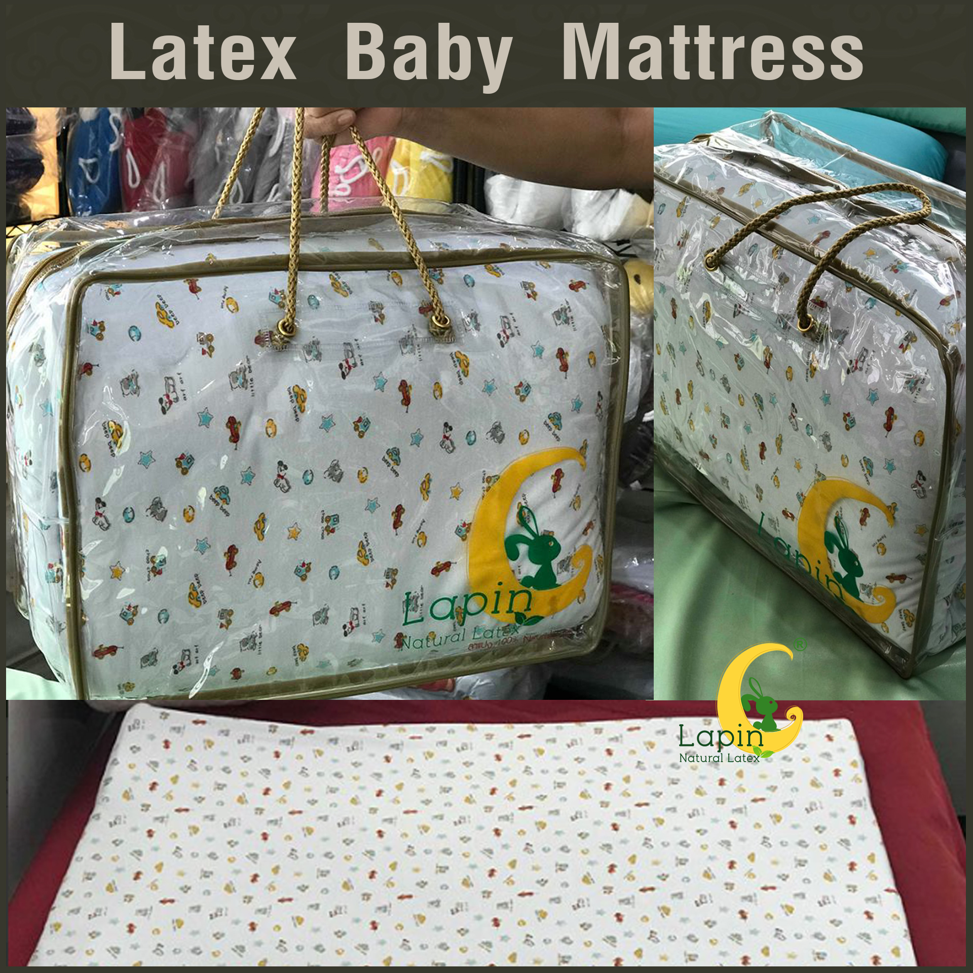 ที่นอนเด็กอ่อนยางพาราแท้ *ผ่านมาตรฐาน (ลายรถ)