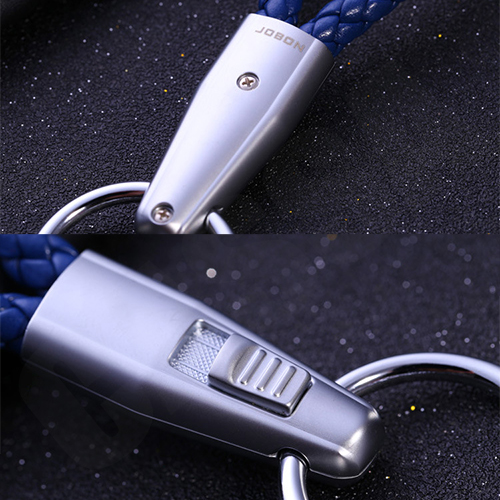 JOBON พวงกุญแจ เกรดพรีเมี่ยม หนังแท้ ถักด้วยมือ พร้อมปุ่มปลดล็อคอัจริยะ