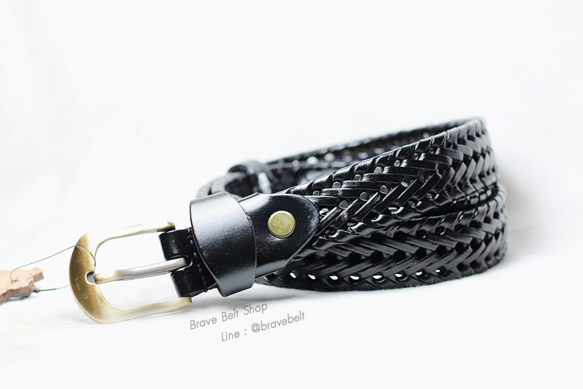 เข็มขัดหนังแท้ผู้หญิง เส้นเล็กหนังแบบลายสาน