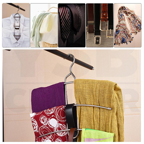 CASSA ชุด SET 2ชิ้น ไม้แขวนเสื้อแสตนเลส 3 in 1 ทรงก้างปลา รุ่น CB0030-HC0014-38X38-02