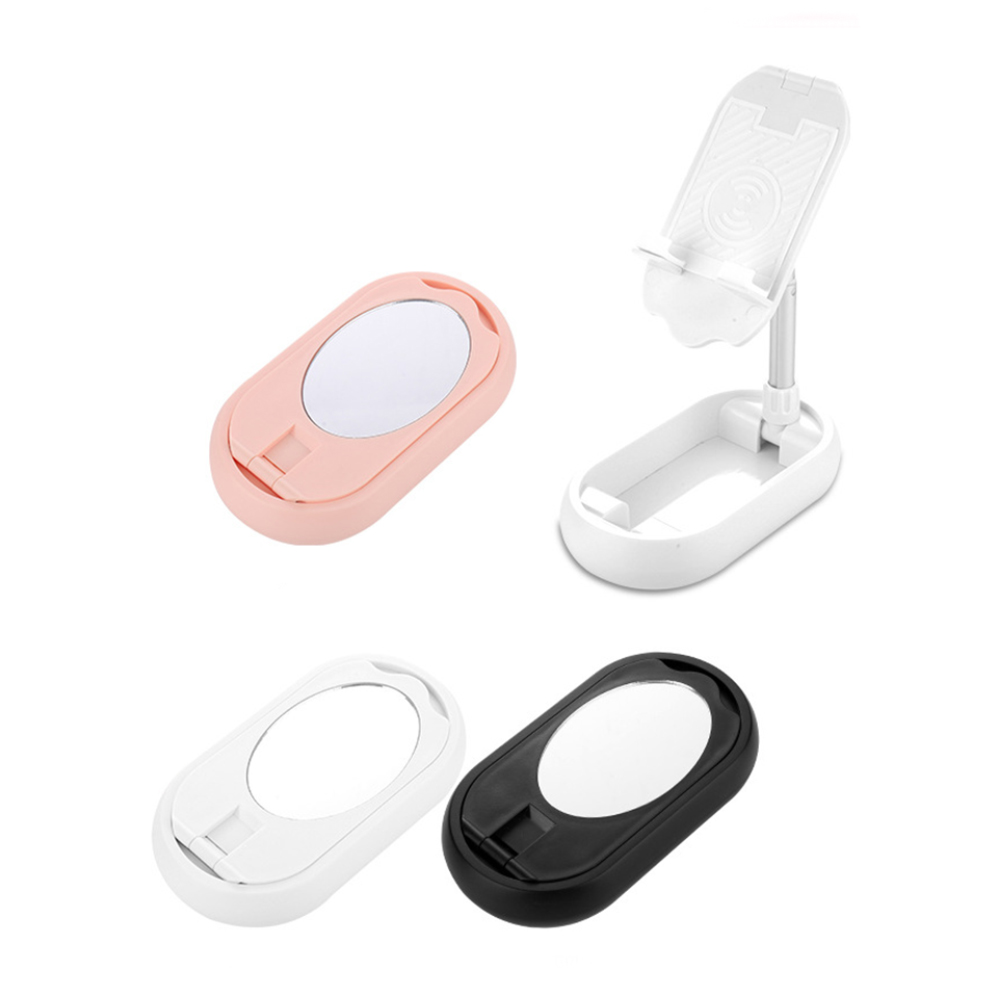 ที่หนีบโทรศัพท์ แท่นวางมือถือ ฐานวงรี สามารถพับเก็บได้ พร้อมกระจกด้านหลัง รุ่นJ1M007 - J1M009