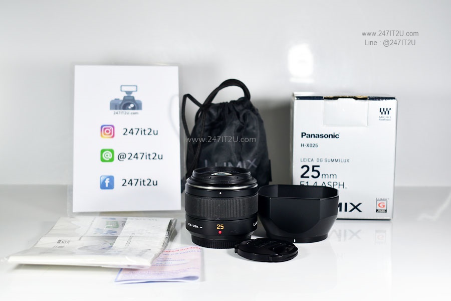 เลนส์ Panasonic 25mm f1.4 เครื่องศูนย์ สีดำ