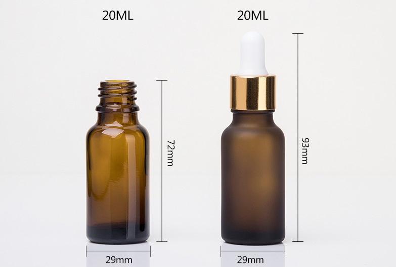 20ml ขวดแก้วสีชา ดรอปเปอร์
