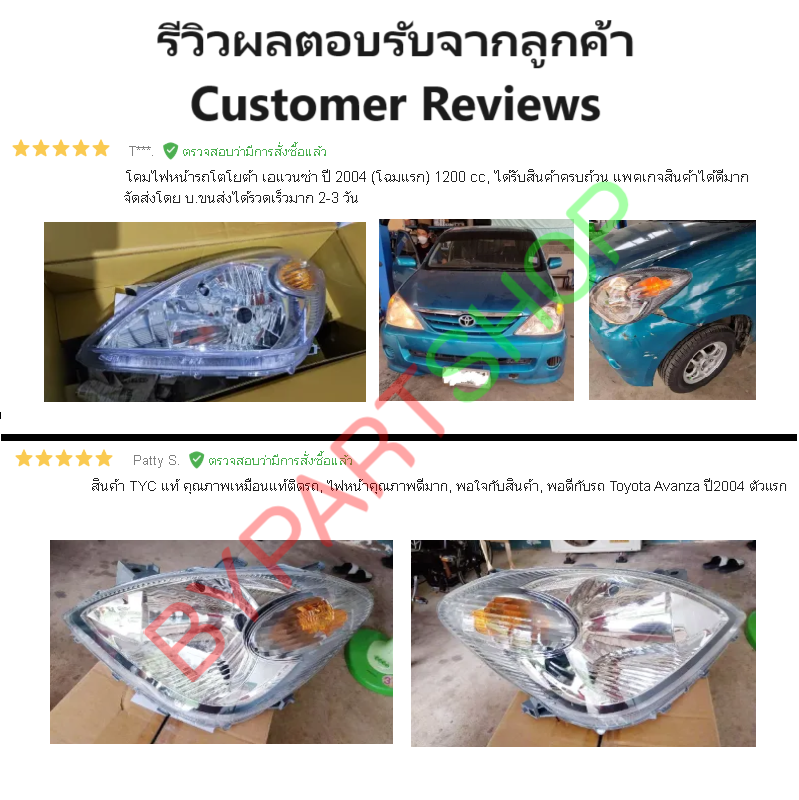ไฟหน้า TOYOTA AVANZA(อแวนซ่า) โฉมแรก ปี2004-2007 (งานแท้ TYC) -ราคาต่อดวง-