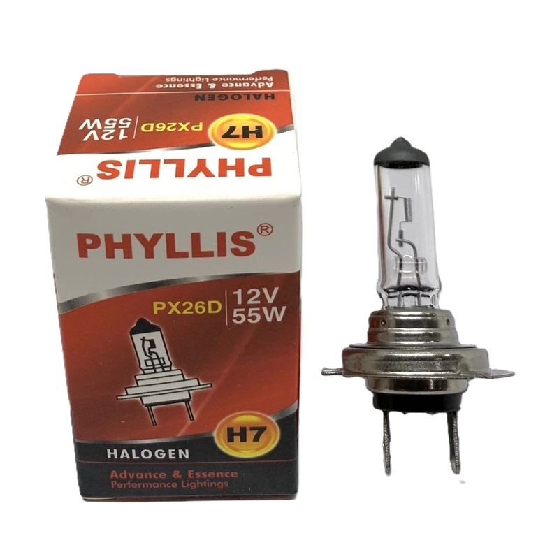 หลอดไฟหน้า Halogen (H7) 12V. 60/55W วัตสว่างปกติ (ราคา:ดวง)