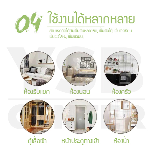 ตะขอแขวน ติดผนังแบบใส หัวกลม สั้น ติดผนังไม่เป็นรอย ผลิตจาก PP คุณภาพดี (แพ็ค 4 ชิ้น)