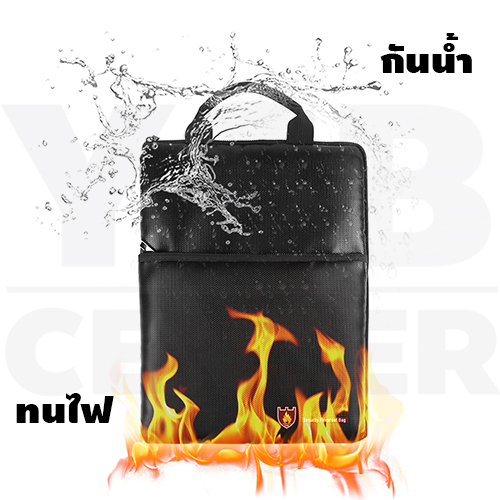กระเป๋าเป้ กระเป๋าเก็บเอกสาร ทนไฟ กันน้ำ กระเป๋าทำงาน สําหรับเก็บแฟ้ม ซิปรูปตัว L(สีดำ)รุ่นJ2L008-27.5X36.5-B