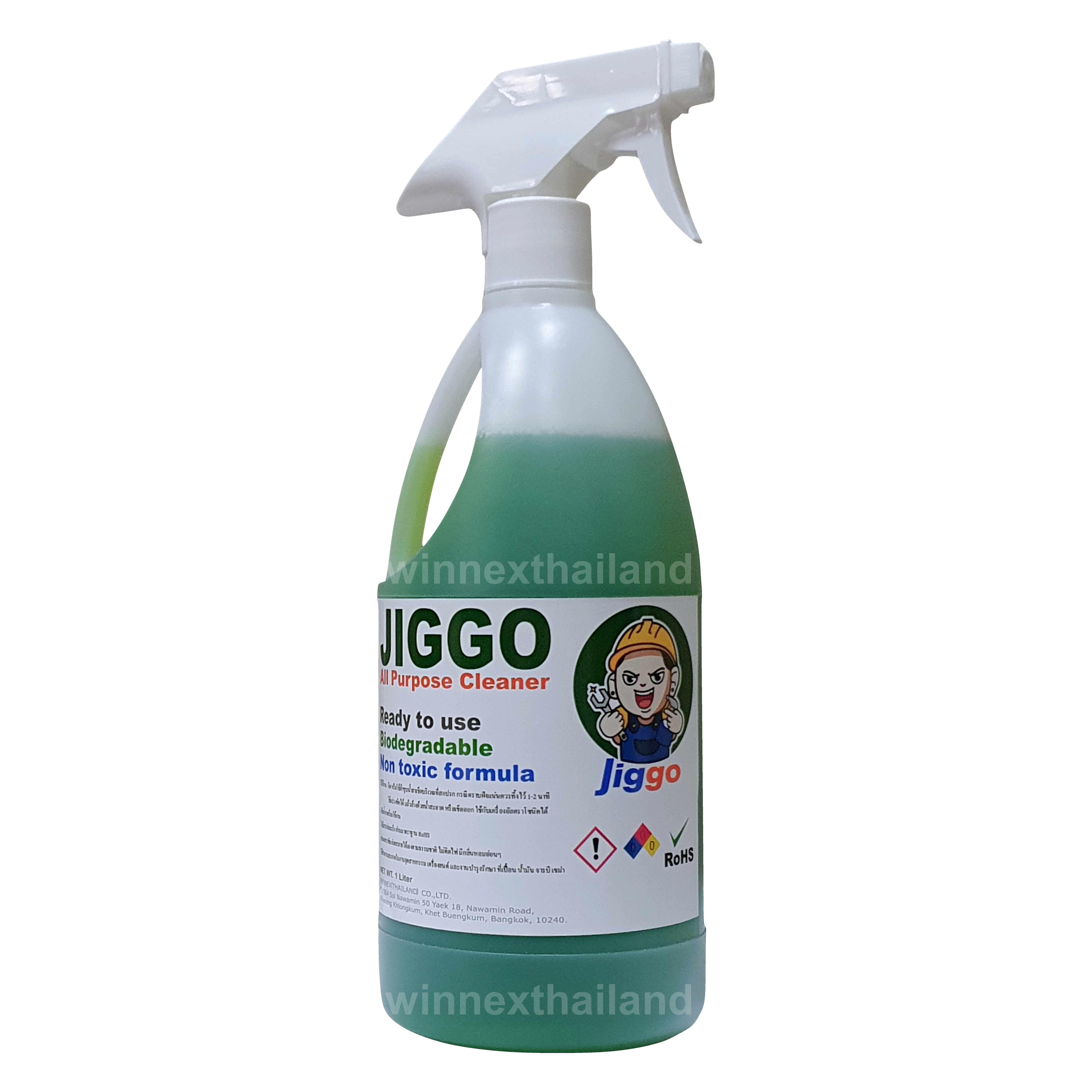 Jiggo All Purpose Cleaner (1 Liter) น้ำยาอเนกประสงค์ น้ำยา5ส ล้างน้ำมัน จาระบี สิ่งสกปรก ที่เปื้อน ลังพลาสติก กล่องพลาสติก กล่องอะไหล่ ลังลูกฟูก พาเลท