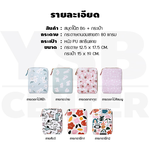 สมุดโน๊ต สมุดบันทึก ไดอารี่ สมุดเขียน B6 กระเป๋าซิป PU พร้อมปากกา ตัวกระเป๋าใส่นามบัตรได้