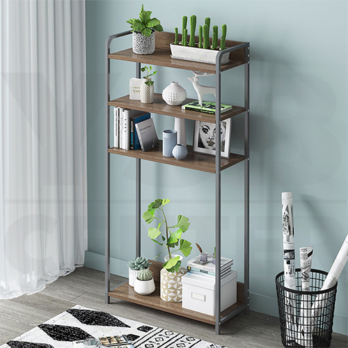 CASSA ชั้นวาง ชั้นไม้ ชั้นวางของโครงเหล็ก 4 ชั้น ผลิตจากไม้ MDF ขนาด 43 X 24 x 120 CM.