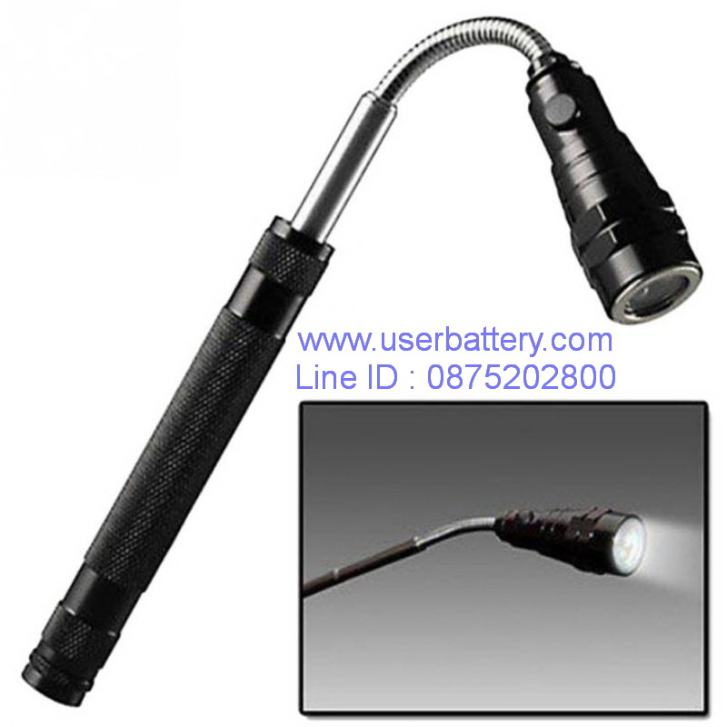 ไฟฉาย LED 3 ดวง หัวแม่เหล็ก ยืด-หด หมุนได้ 360 องศา