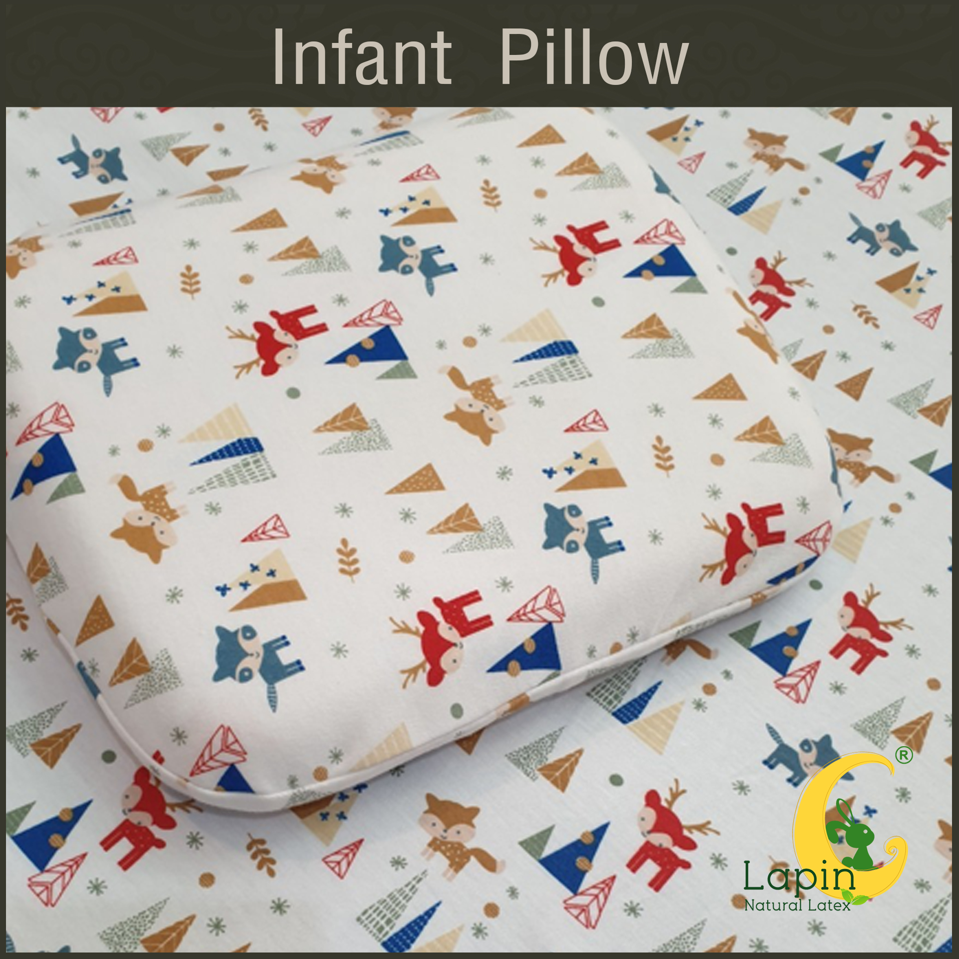 Latex Baby Pillow (Infant Pillow) หมอนหลุมทารกน้อย (ลายกวางเรนเดียร์)