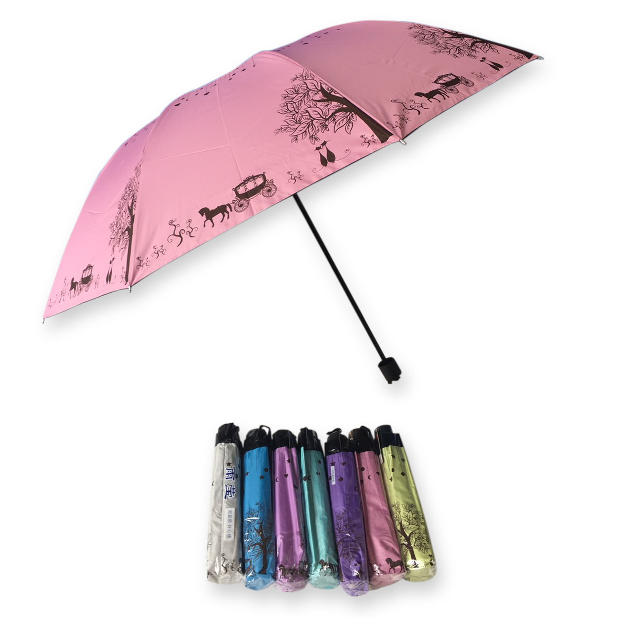 ร่มโค้งแฟชั่น24นิ้วยูวีสีดำ รหัส 1636