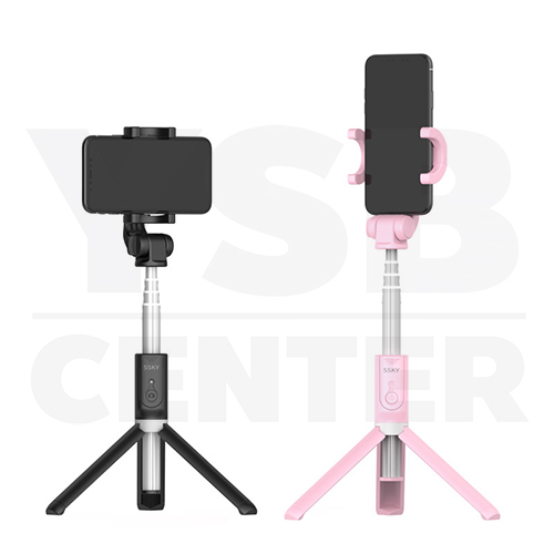 ไม้เซลฟี่ + ขาตั้งมือถือ มาพร้อมกับรีโมทบูลทูธ ที่จะทำให้คุณถ่ายรูปได้สะดวกขึ้น ปรับระดับได้สูงสุด 70 cm.