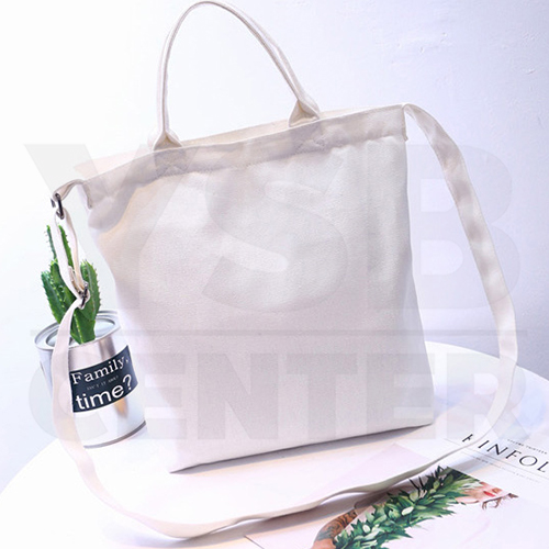 CASSA กระเป๋าผ้า กระเป๋าผ้าแคนวาส กระเป๋าสะพายข้าง ลายการ์ตูนน้องเหมี้ยวสุดน่ารัก สายปรับได้