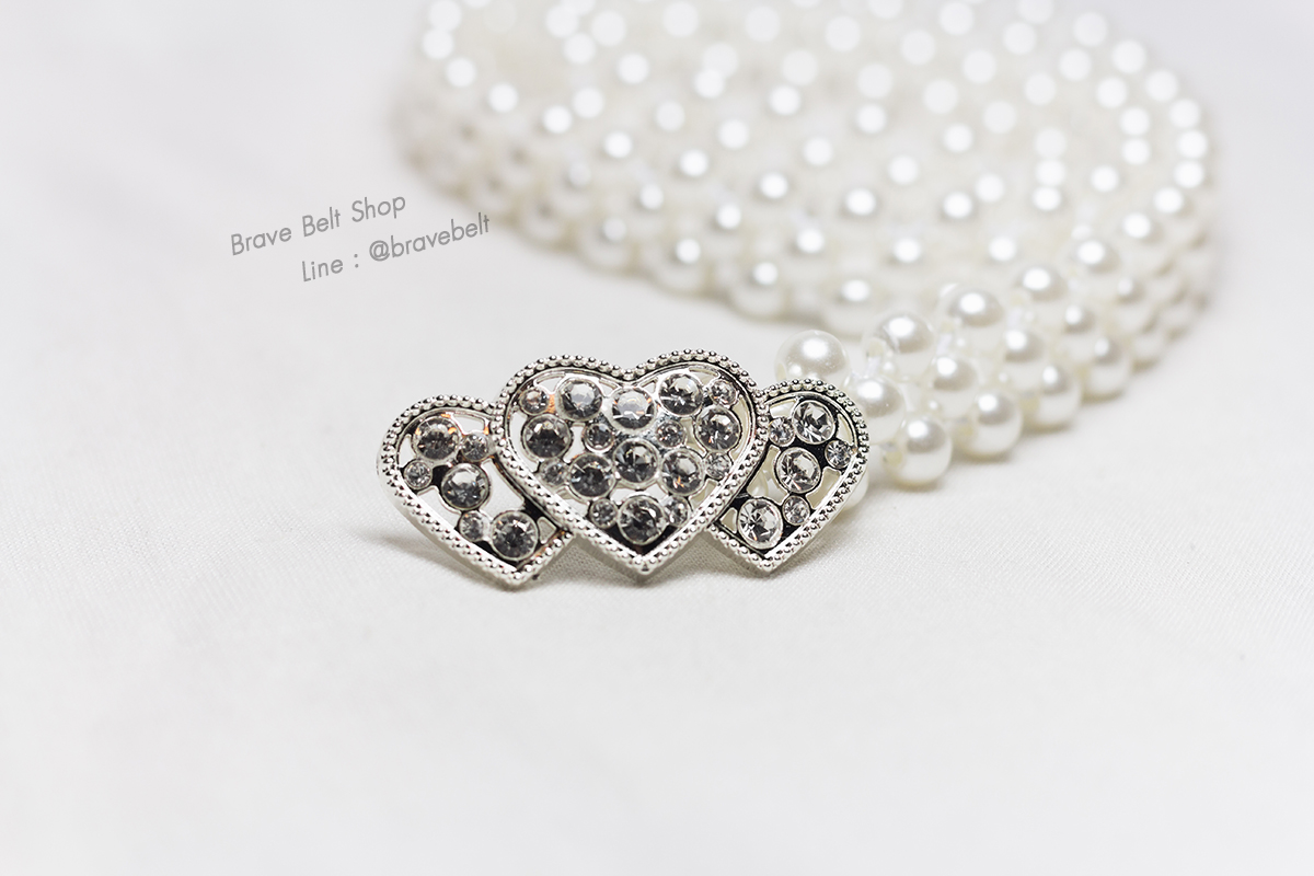 เข็มขัดไข่มุกเส้นเล็ก สวยน่ารัก รูปหัวใจน่ารัก