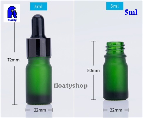 5ml ขวดแก้วสีเขียวขุ่น ดรอปเปอร์