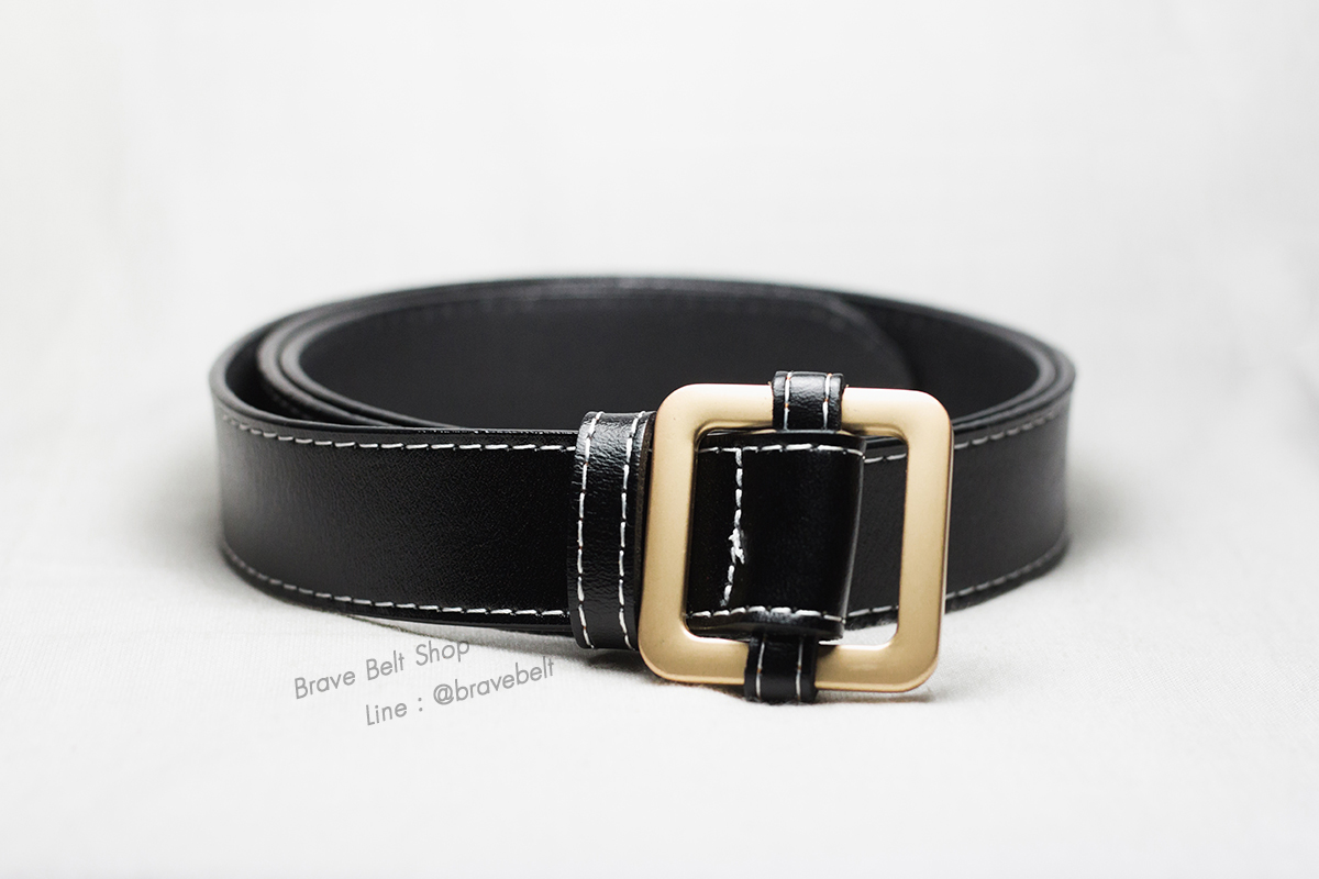 เข็มขัดหัวเหลี่ยมทอง แบบไม่ต้องเจาะ