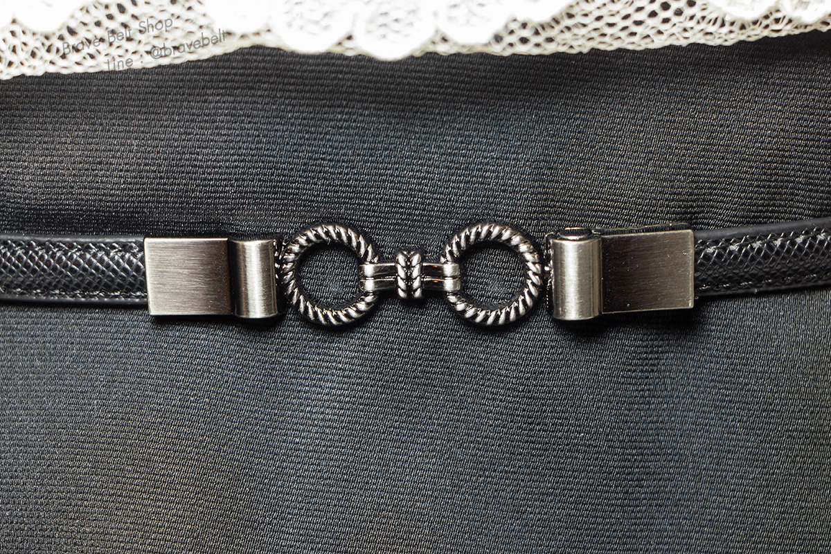 เข็มขัดปรับสายได้ หนังหยาบสวย หัวกลมไขว้