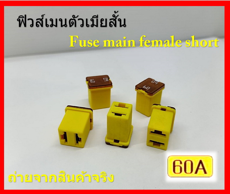 2 ชิ้น 60 แอมป์ DC 9V-32V.ฟิวส์เมนรถยนต์ PEC ตัวเมียสั้น ความสูง 16 มิล Fuse main female short สีเหลือง Yellow
