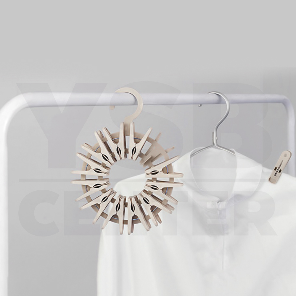 คลิปหนีบผ้า ตัวหนีบผ้า คลิปหนีบพลาสติก พร้อมที่แขวนเก็บ (แพ็ค 24ตัว)