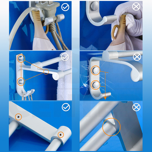 CASSA ราวแขวนผ้าอลูมีเนียม ในห้องน้ำ แบบเจาะผนัง ราวคู่ พร้อมตะขออเนกประสงค์ รุ่น C1L049-ALM-8078-260