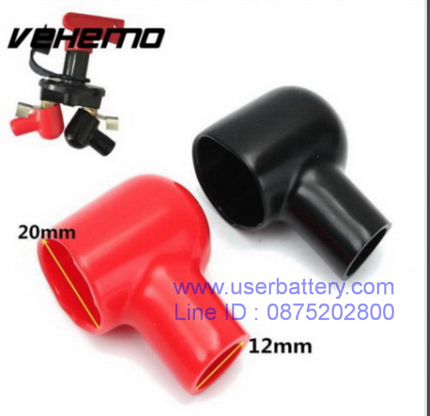 5 คู่ ยางหุ้มขั้วแบตโซล่าเซล ยาว 40 x สวม 20 x รูสาย 12 mm แดง-ดำ